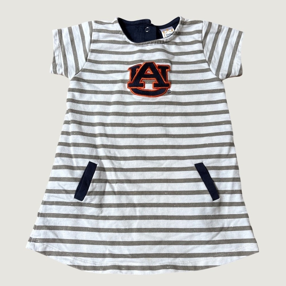 Little King Auburn Tigers Dress Girls Grey White Striped Logo SIZE 4T